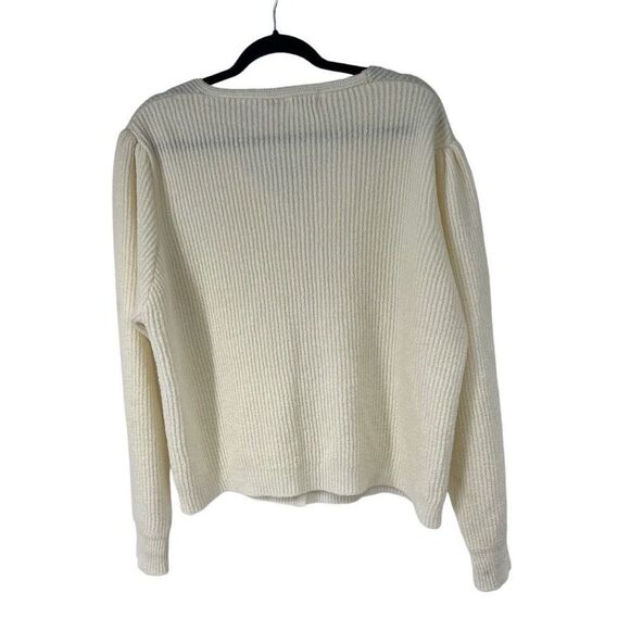 Vintage Ribbed Cream Pearl Button Up Cardigan - Picture 2 of 7